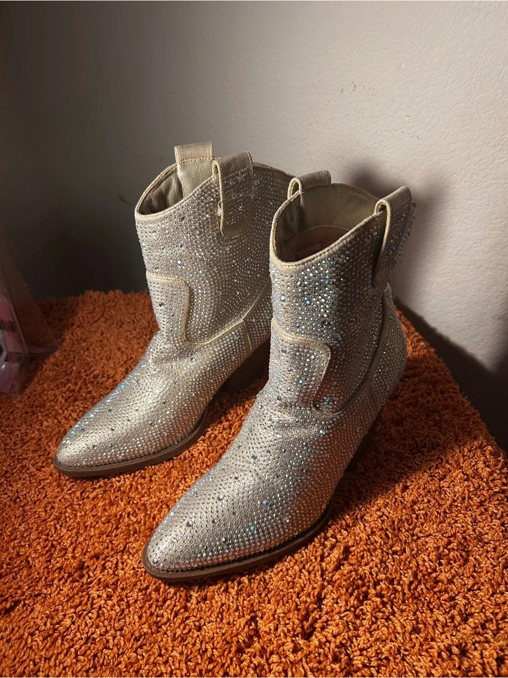 Crystal Embellished Women's Ankle Boots - Silver